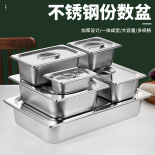 不锈钢份数盆食堂长方形带盖商用果酱盒奶茶店快餐车自助餐盛菜盆