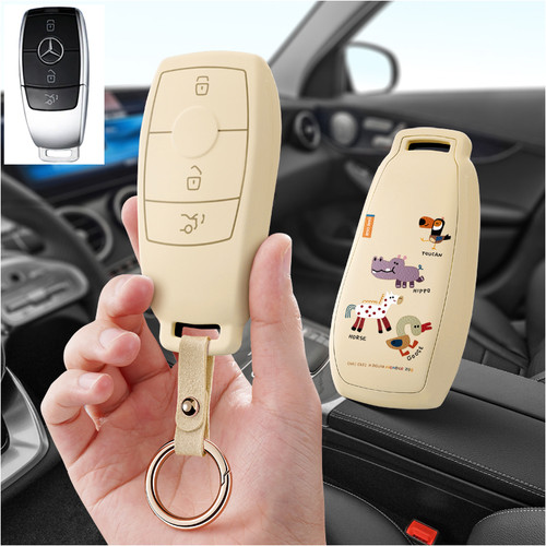 适用奔驰C级E级GLC300L汽车钥匙套e300l包E260E350壳扣260L女A20