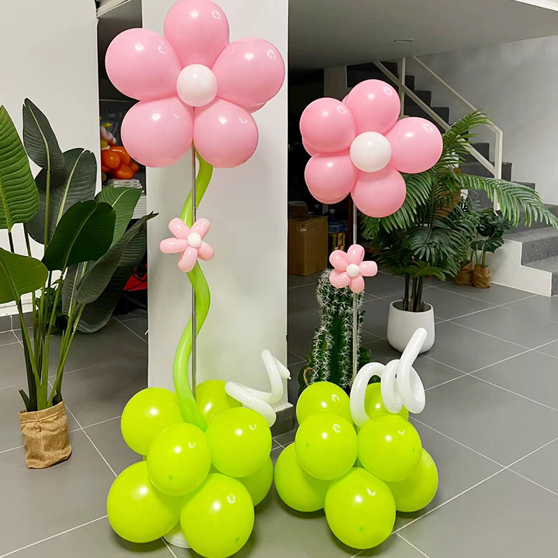 开学季花束儿童五瓣花朵气球立柱路引装饰幼儿园生日派对场景布置