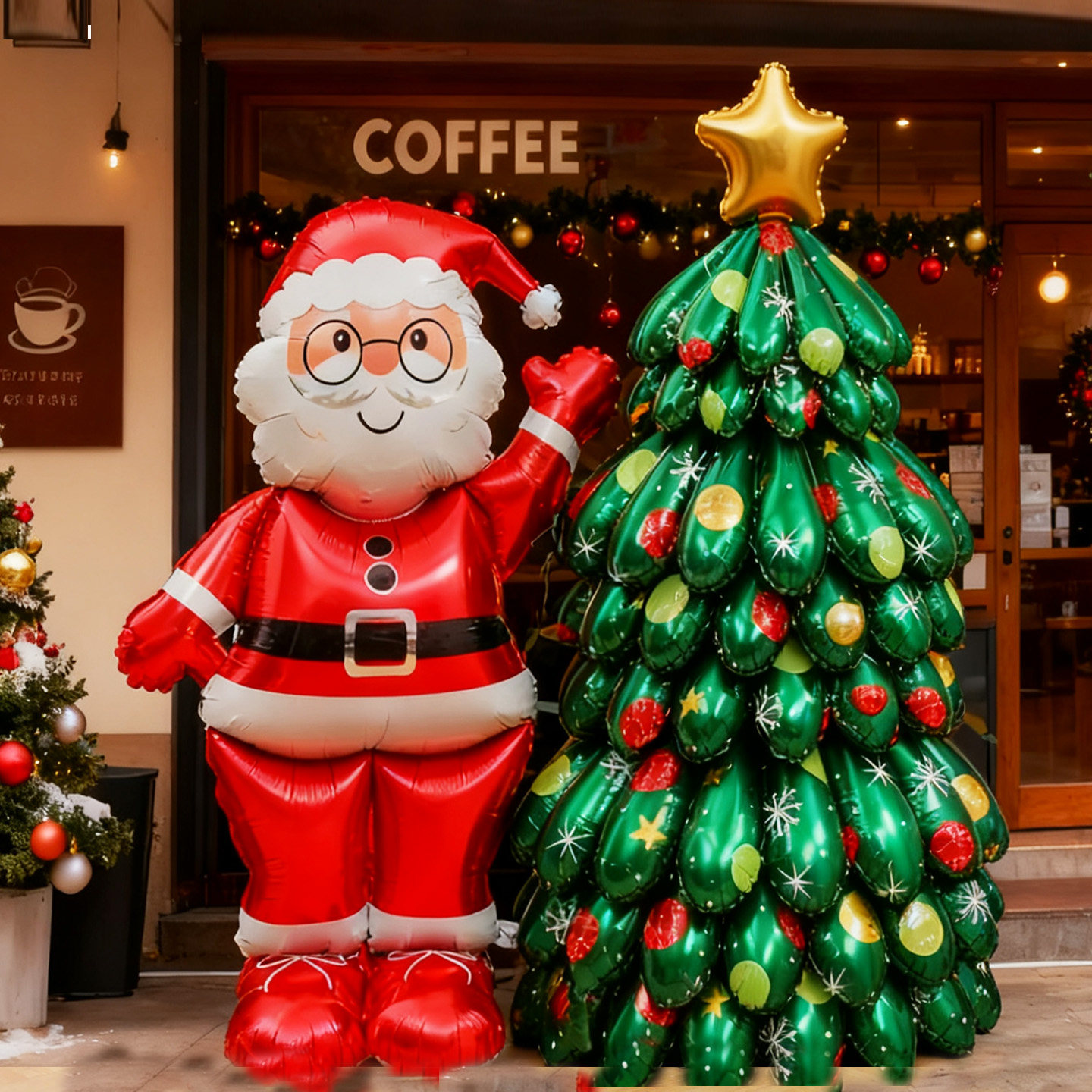 圣诞节气球装饰品铝膜圣诞树大号雪人老人商场门店酒吧氛围布置品