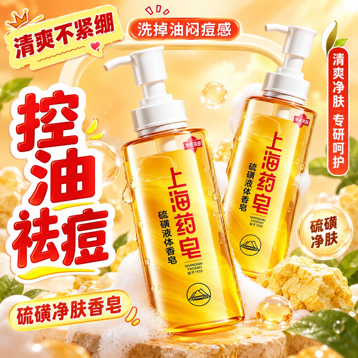 上海药皂硫磺控油祛痘沐浴露