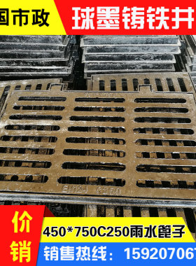 450*750C250球墨铸铁套篦子雨水篦子口井盖排水沟下水井盖沙井盖