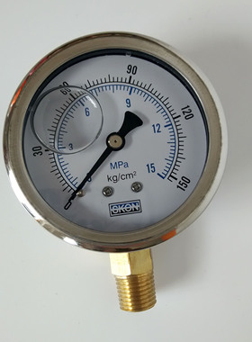 轴向带边耐震压力表YN60ZT液压油压表0-1.6/2.5/6/10/16/25/40MPA