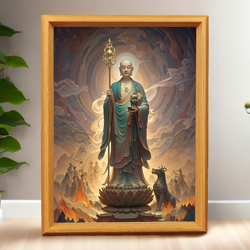 金身地藏王菩萨九华山画像挂画供奉摆件装饰画供奉家用结缘摆台