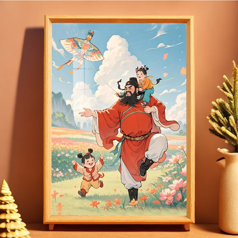 天师钟馗护子图天宫赐福护小孩保平安入户玄关客厅挂画装饰摆台
