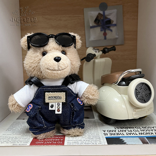 仅售娃衣Ted2泰迪熊娃衣玩偶公仔挂件衣服潮酷机车风背带裤着替