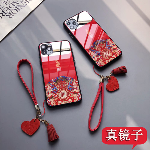 中国风镜子红色新女款如意玻璃