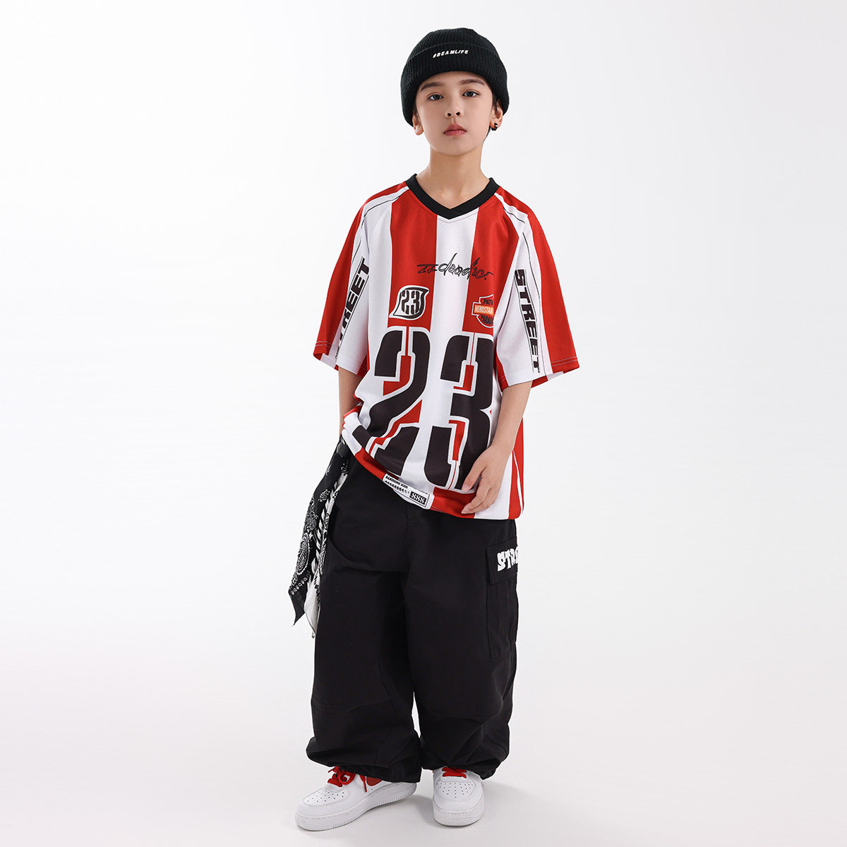 街舞儿童嘻哈演出潮服酷帅球衣短袖少儿hiphop嘻哈男女童街舞套装