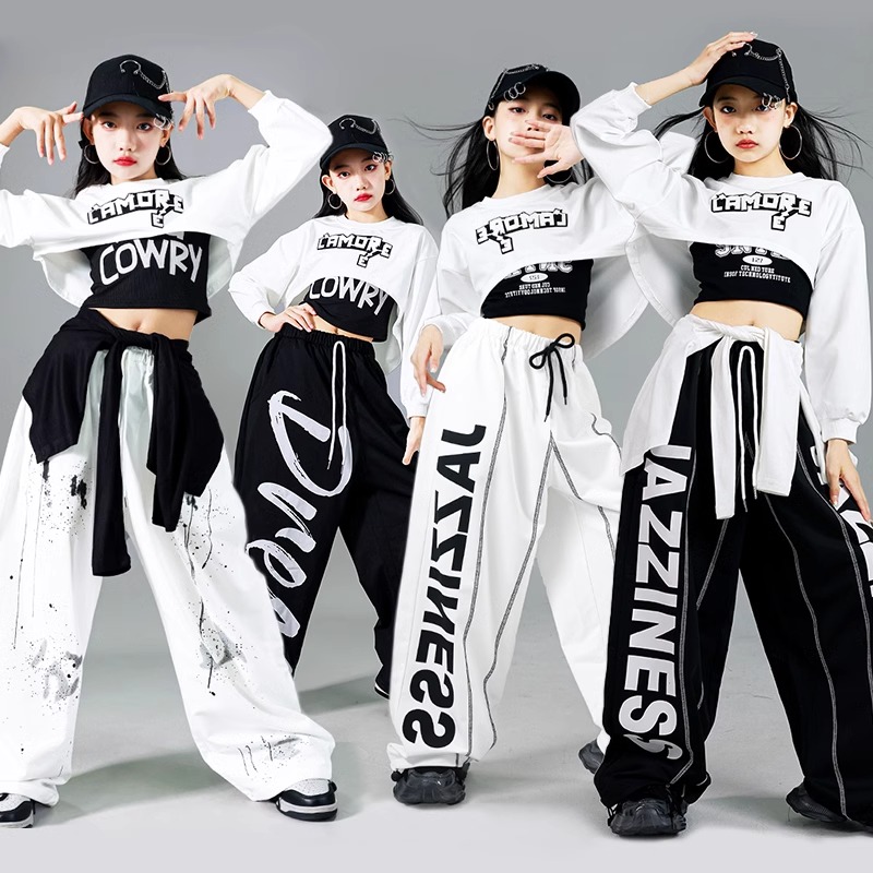 女童爵士舞演出服少儿jazz练功服长袖上衣套装儿童街舞走秀服装潮