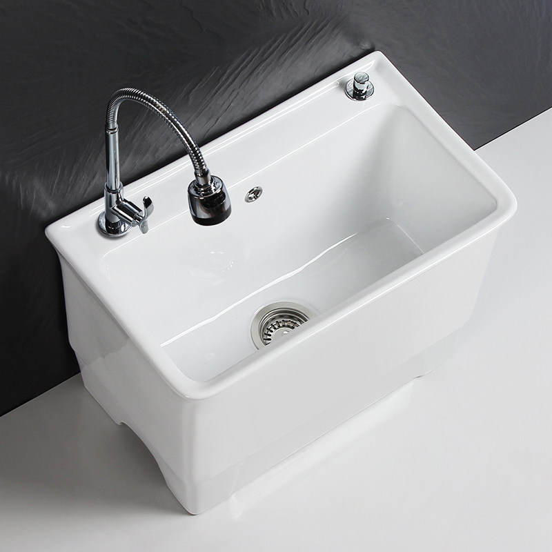 特大长方形高脚陶瓷拖把池阳台洗拖布池地拖槽家用卫生间拖墩布桶