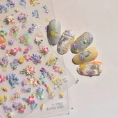 网红爆款 小雏菊花花美甲浮雕贴纸碎花瓣美甲店晶钻可爱tomoni