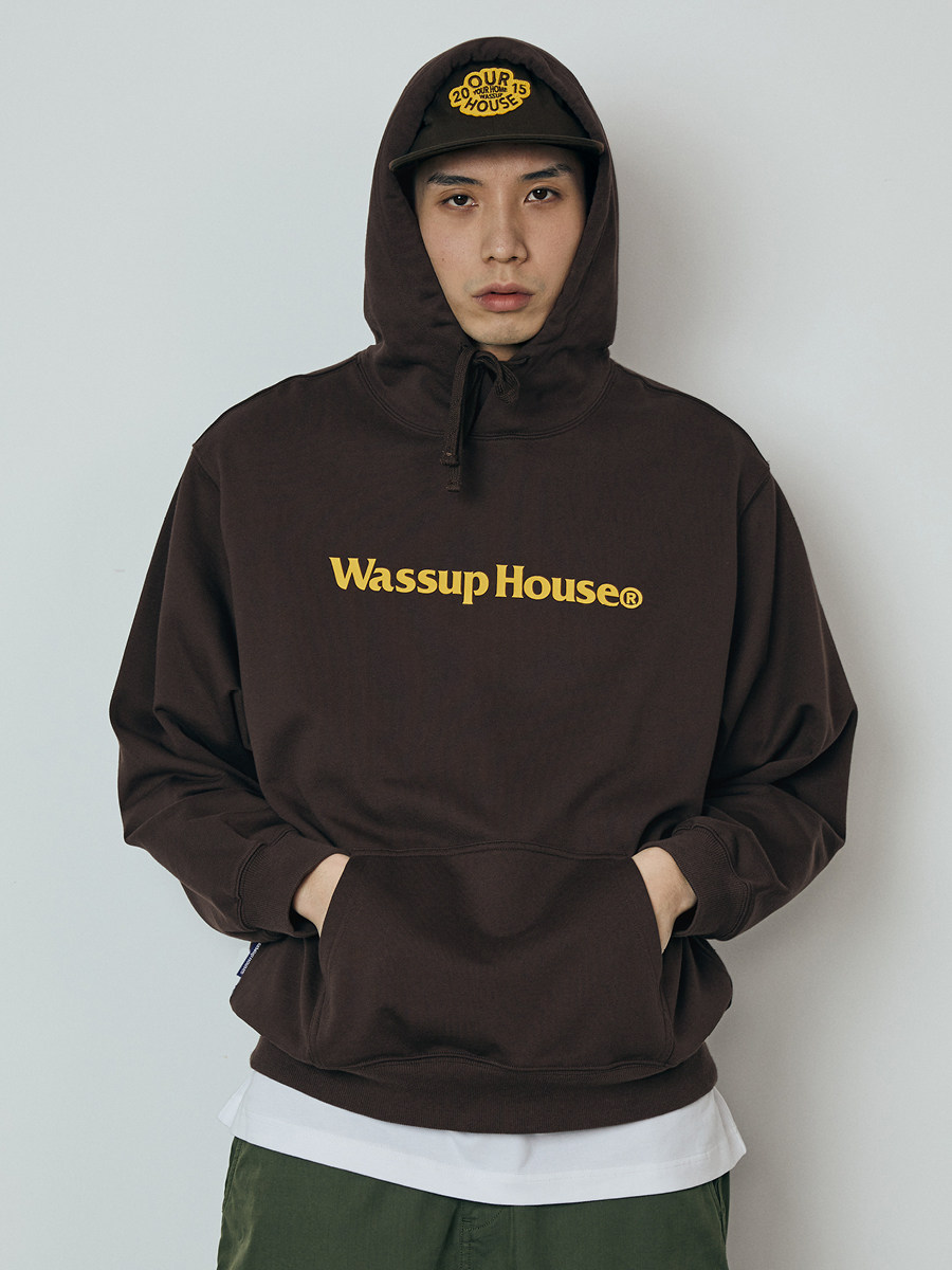 WASSUPHOUSE 기본 대형 로고 프린트 테리 후드 티셔츠 남성 및 여성용 헤비급 캐주얼 커플 탑 트렌디