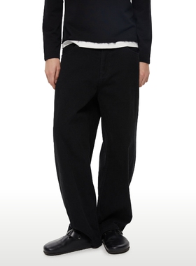 WassupHouse扭骨弯刀长裤宽松直筒裤黑色男士裤子白色弧形休闲裤