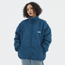 WASSUP秋冬2019新款棉服翻领防风加厚防水菱形格棉衣高领宽松外套