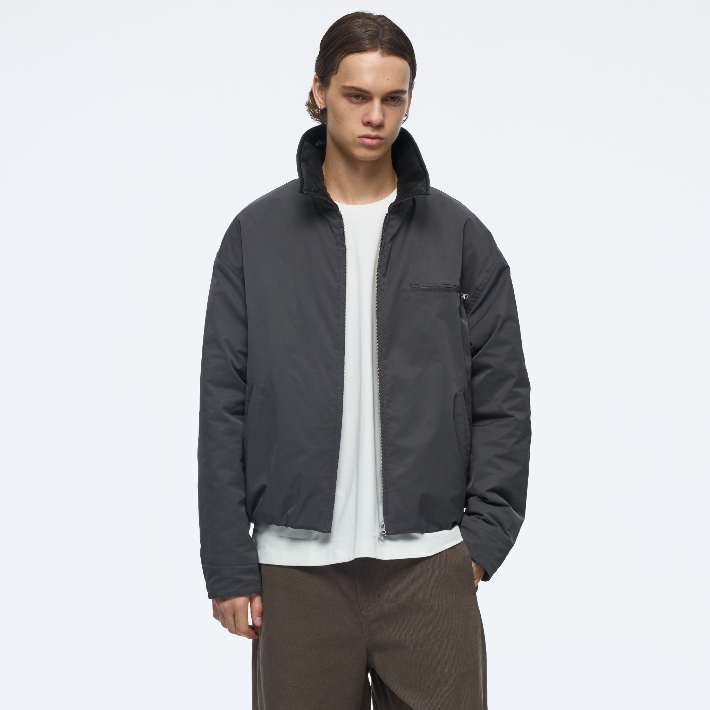 美式工装翻领花苞棉服夹克外套男