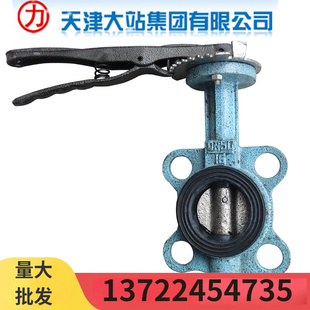 天津大站力字牌阀门D71X DN250 16铸铁软密封手柄对夹蝶阀DN40
