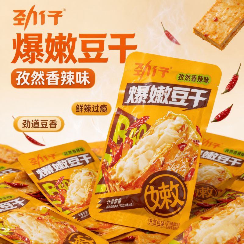 劲仔爆嫩豆干正宗爆汁虎皮豆腐干独立包装香辣麻酱办公室解馋零食