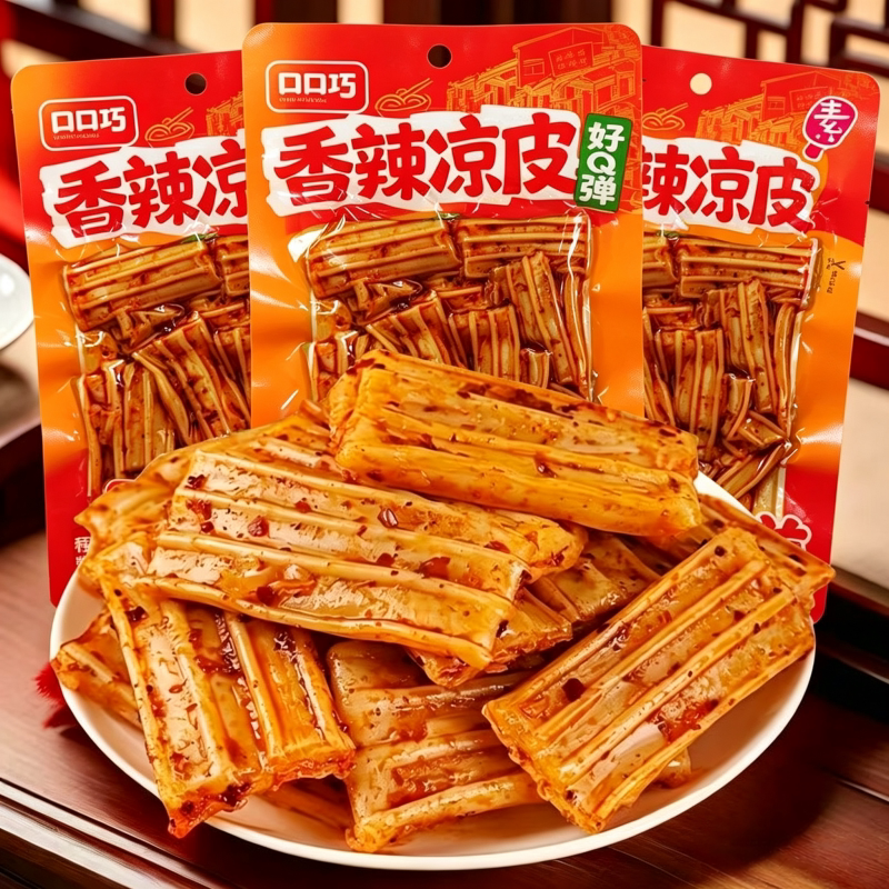 口口巧香辣凉皮麻辣零食8090辣条怀旧开袋即食小吃爽口解馋小零食