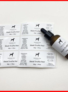 纯黑色松露菌酱瓶贴不干胶纸 纯白色truffle pate lable sticker