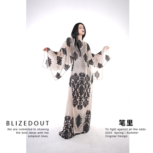 BLIZEDOUT 原创设计复古色宫廷风图案前长后短上衣5040904