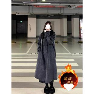 2025新款秋冬加绒毛呢大衣女韩版小个子中长款呢子加厚毛呢外套女