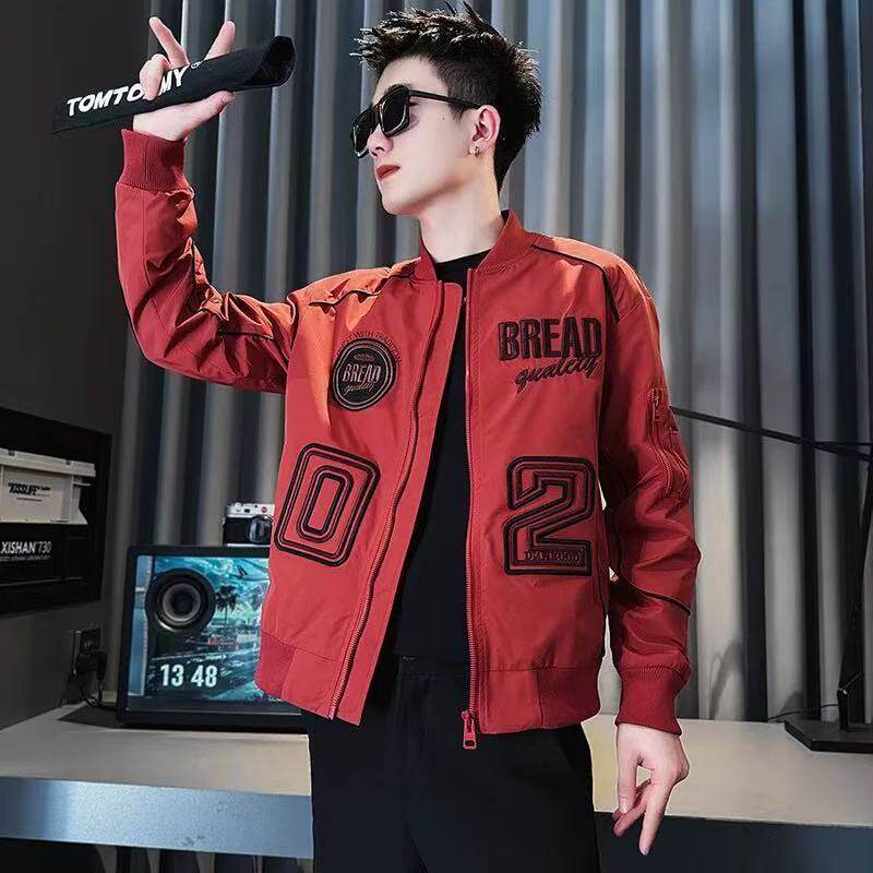 时尚潮牌潮流春秋款男女同款休闲棒球领美式百搭飞行员夹克外套