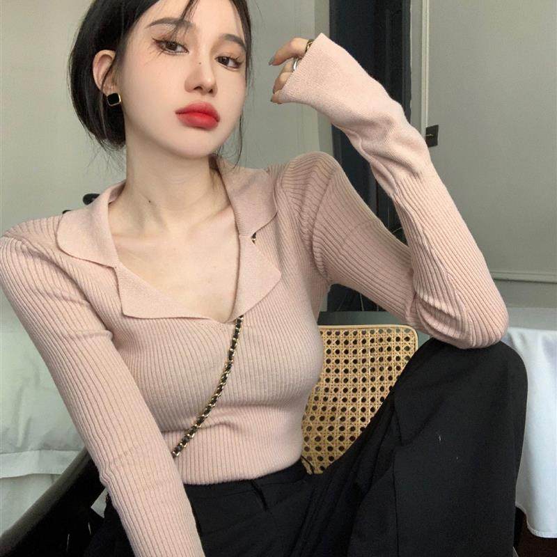 针织衫女装早秋2026新款长袖打底衫辣妹v领性感显瘦短款学生上衣,女装/女士精品,毛针织衫,淘宝优惠券,粉丝福利购,淘宝优惠卷