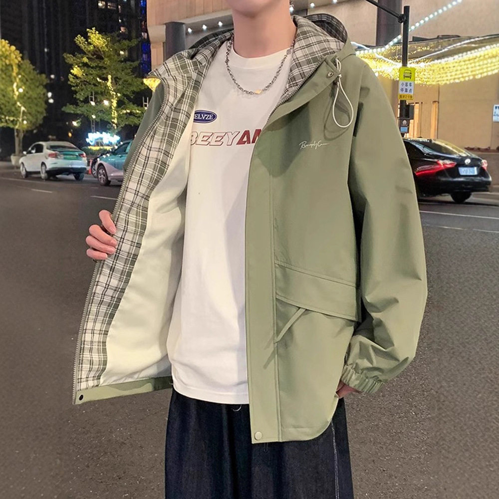 NASA连帽防风夹克男款春秋潮牌宽松工装机能冲锋休闲运动外套上衣