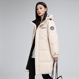 2024冬季中长款时尚休闲简约抗寒男女同款情侣装白鸭绒户外外套