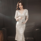 连衣裙 小众宴会主持人亮片洋装 小礼服女2026新款 高端气质轻奢法式