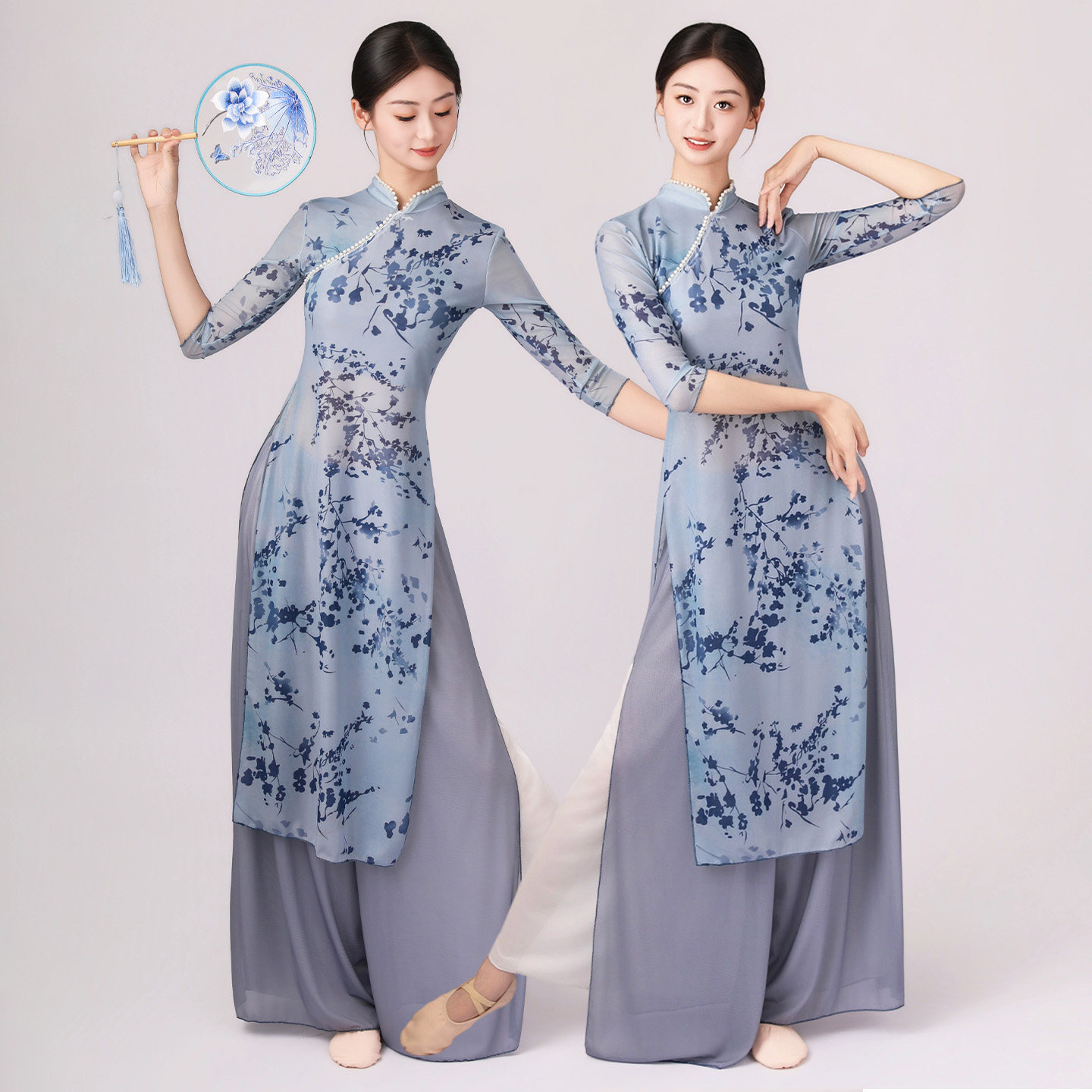 古典舞服装旗袍舞蹈服新中式中国风短袖连衣裙可日常舞蹈练功服