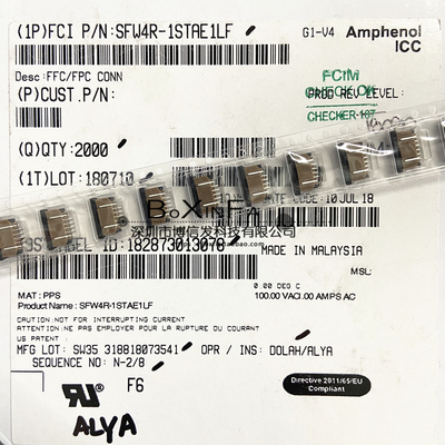 原装 SFW4R-1STAE1LF FPC连接器 1.0mm间距 抽拉下接 4P 带锁黑盖