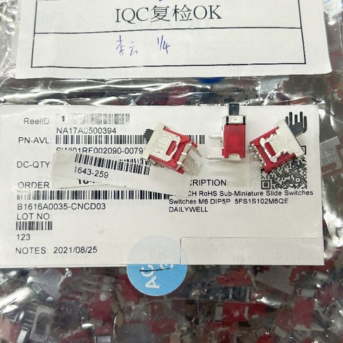 原装TS-6S德利威Dailywell拨动滑动开关5FS1S102M6QES卧式3脚2档