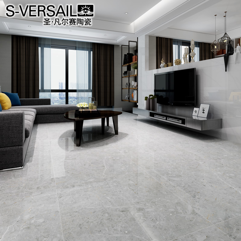 圣凡尔赛波斯灰瓷砖全抛釉地砖800x800灰色欧式客厅防滑背景墙砖