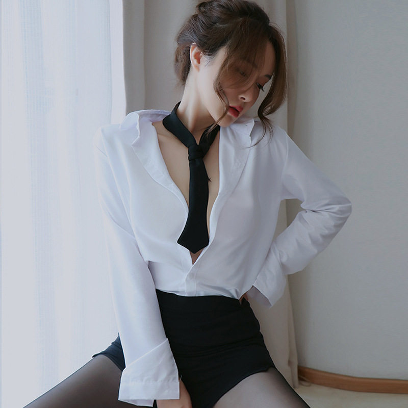 性感教师制服cos职业秘书紧身包臀裙办公室免脱诱惑透视衬衫套装
