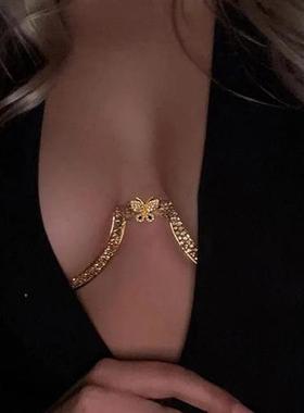 跨境新品配饰时尚走秀蝴蝶胸链潮流性感身体链欧美女bodychain