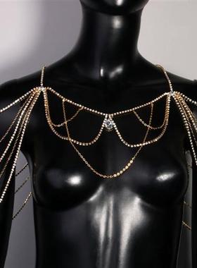 水钻肩链肩膀披肩链女新娘礼服胸链身体链流苏项链一字肩婚纱配饰