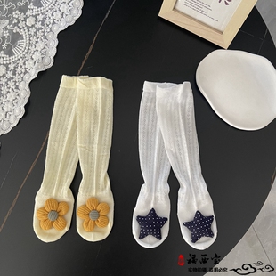 婴儿袜子夏款纯棉宝宝长筒袜过膝男女薄款长筒袜子夏天透气防蚊袜