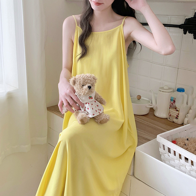 吊带睡裙女棉绸薄款春夏秋天国风
