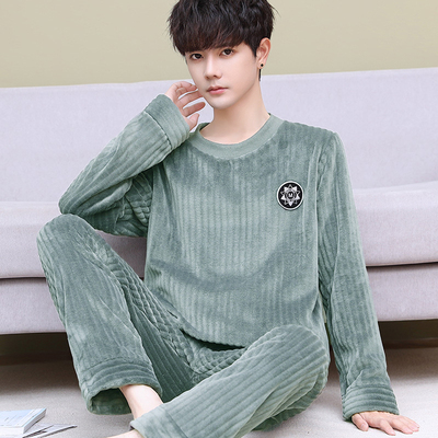 好得西男法兰绒睡衣套头秋冬