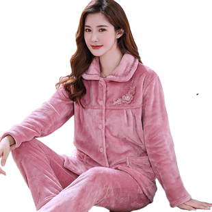 春秋珊瑚绒睡衣女秋冬季套装法兰绒加厚加绒长袖2025年新款家居服