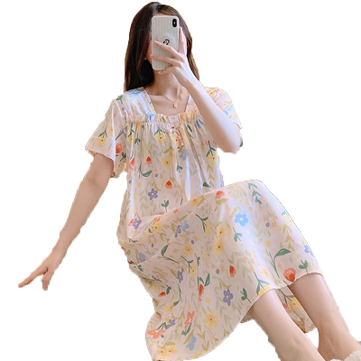 夏季睡裙女棉绸宽松春秋
