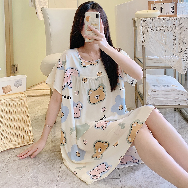 好得西绵绸夏季可爱大码睡裙女