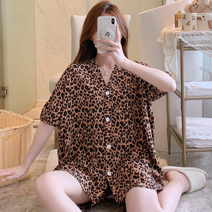 夏季棉绸睡衣女性感短袖大码棉绸套装可外穿家居服日式新款小香风