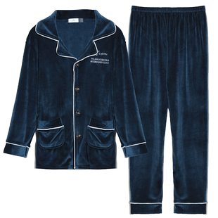 春秋珊瑚绒睡衣男薄款海岛绒秋冬季加绒法兰绒套装家居服可爱大码