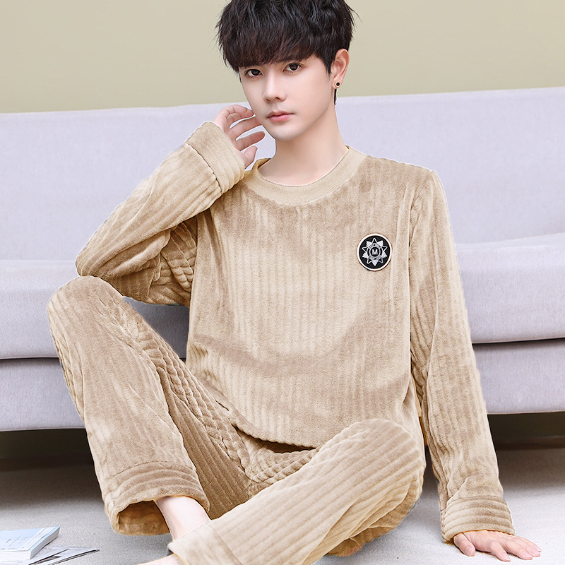 好得西男法兰绒睡衣套头秋冬