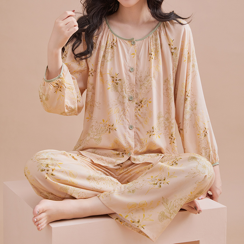 好得西女人造棉绸睡衣春秋夏长袖