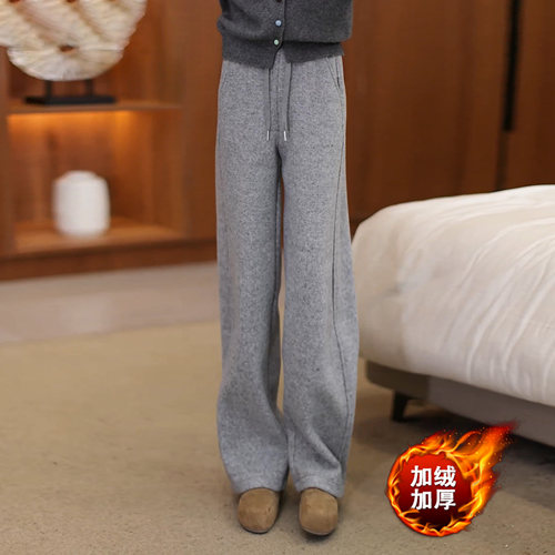 羊毛呢宽松阔腿裤女秋冬季