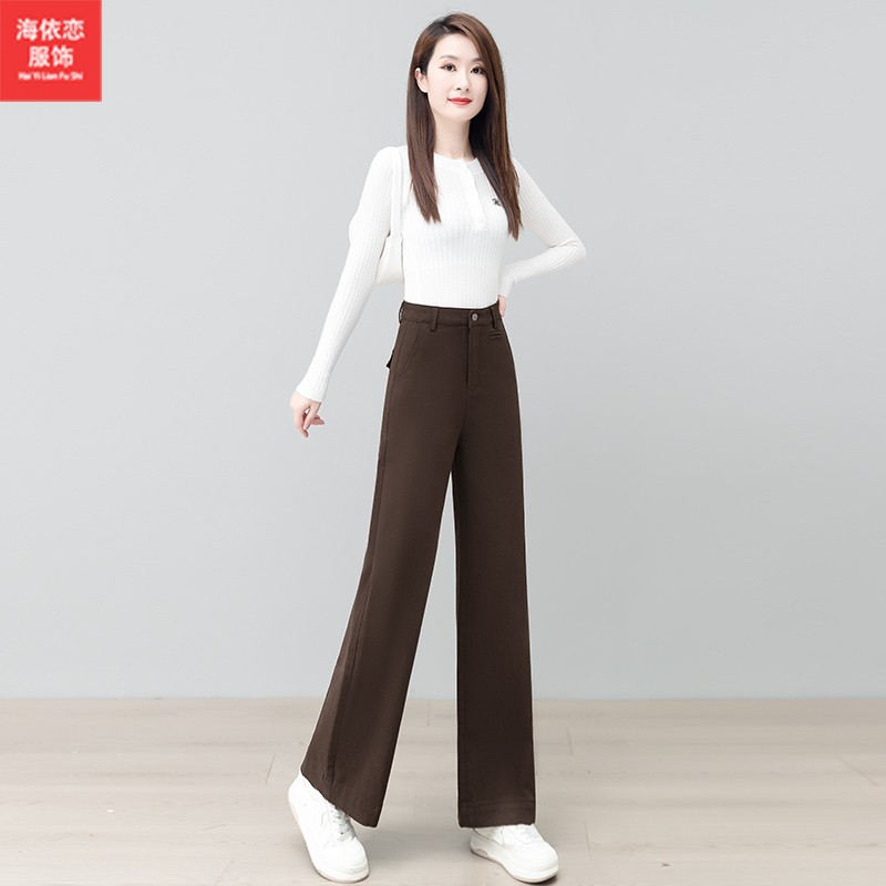 高腰显瘦宽松窄版直筒休闲裤