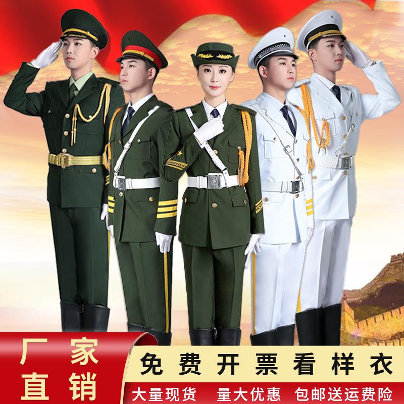 中小学生升旗手服装仪仗队国旗班护卫队秋冬套装军乐团鼓号服绿白